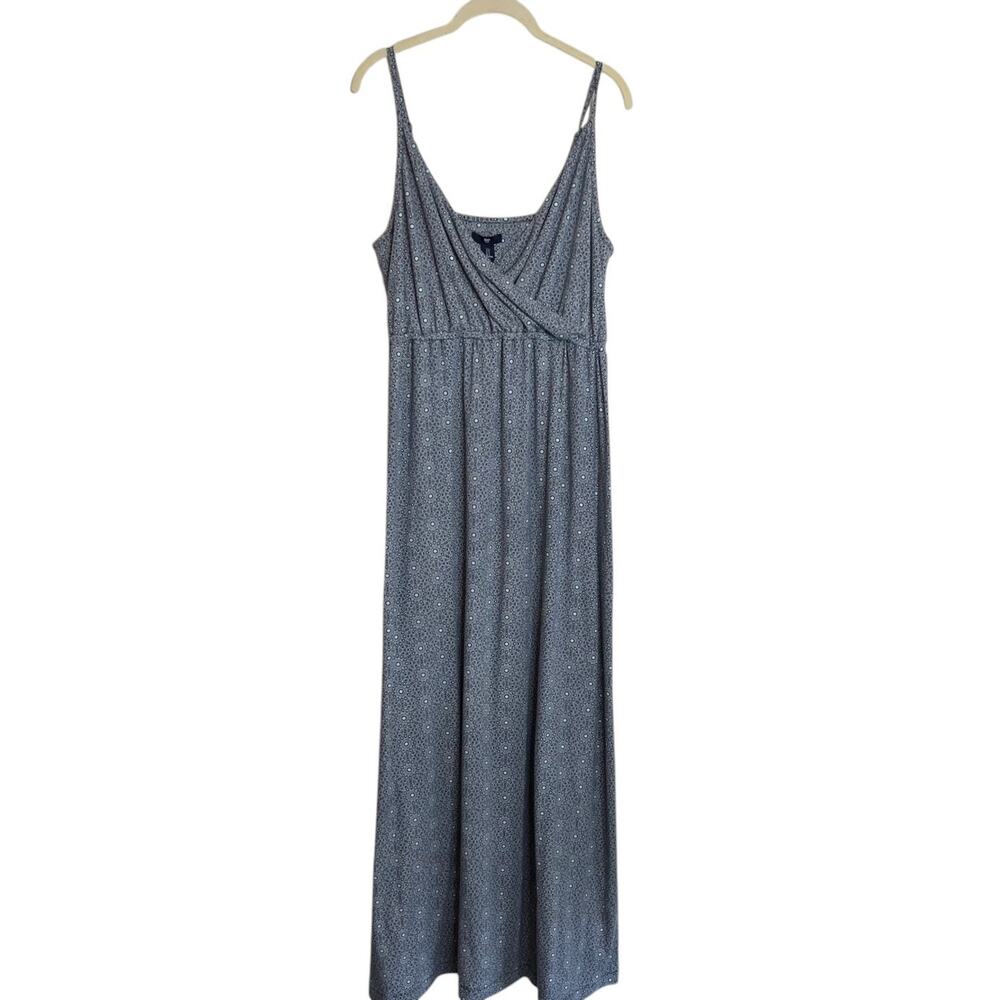 Gap Outlet Womens Maxi Dress Large Blue Geometric Print Sleeveless Stretch